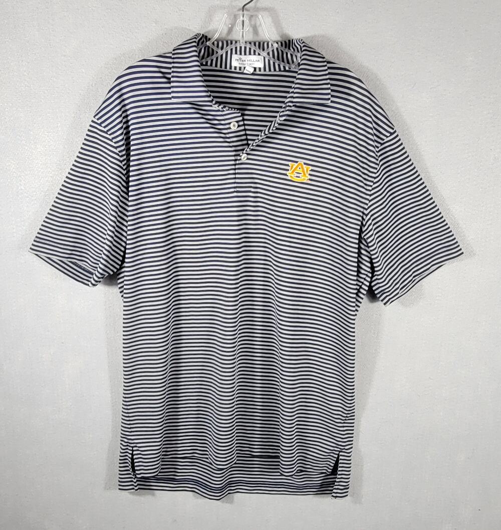 Peter Millar Auburn Tigers Tiebreaker Performance Jersey Stripe Polo Size Large